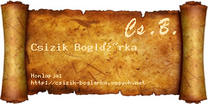 Csizik Boglárka névjegykártya